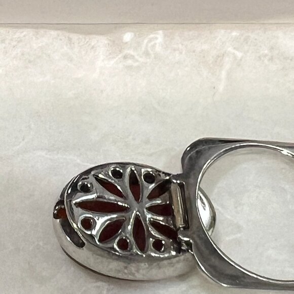 Vintage Italian Sterling Silver Open Link Bracelet w/ Carnelian Clasp – ST. SILV - Picture 9 of 12